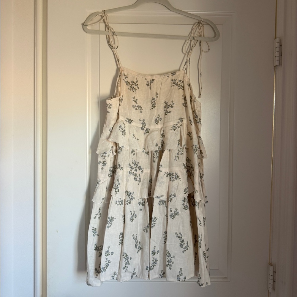 Morton Mac Sleeveless Cream Floral Tiered Maxi Dress with Tie Straps